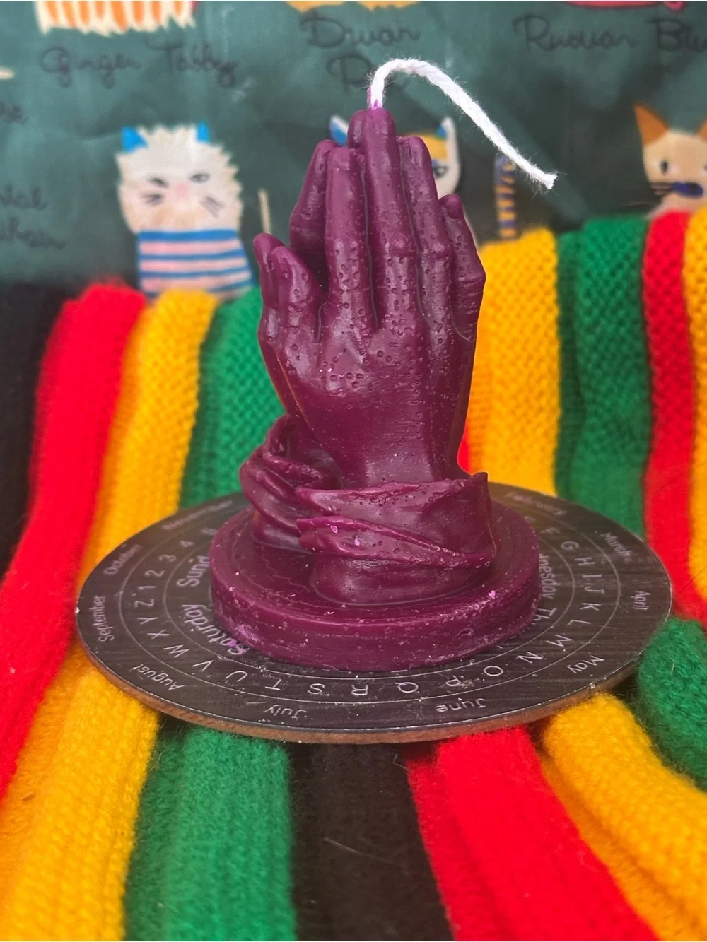 Praying Hands Candle – Deep Plum